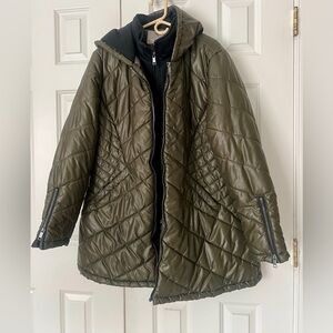 Falls Creek Olive Puffer Jacket dark army green color